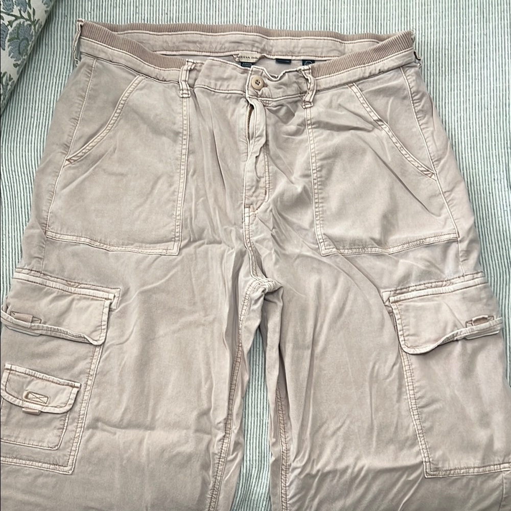 American Eagle Outfitters Tan Flare Wide Leg Jeans
